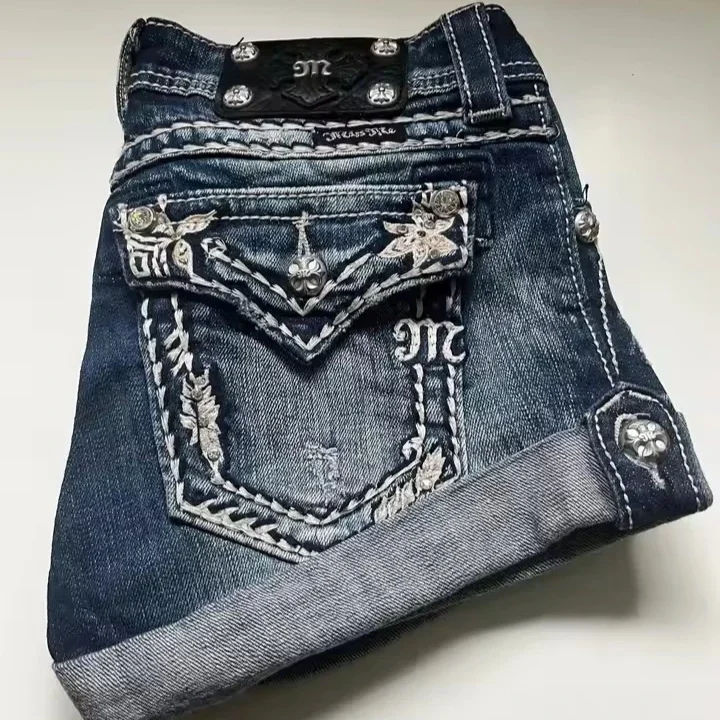 Vintage Miss Me Boot Cut Denim Shorts Washed Shorts Women's