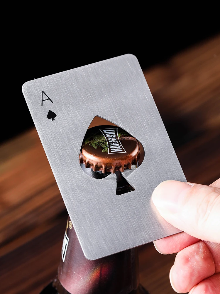 

Beer opener creative stainless steel spades A playing card personality metal bottle opener home wine starter