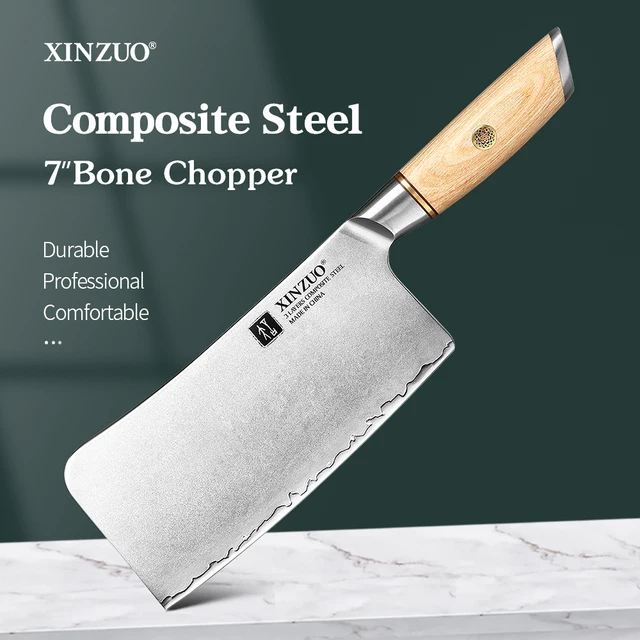 Xinzuo 7 ' Hüvelykes Aprító Csontkés Hentes Legjobb Szerszámok Kithen Kés Kovácsolt Háztartási Halak Csonthús Csirke