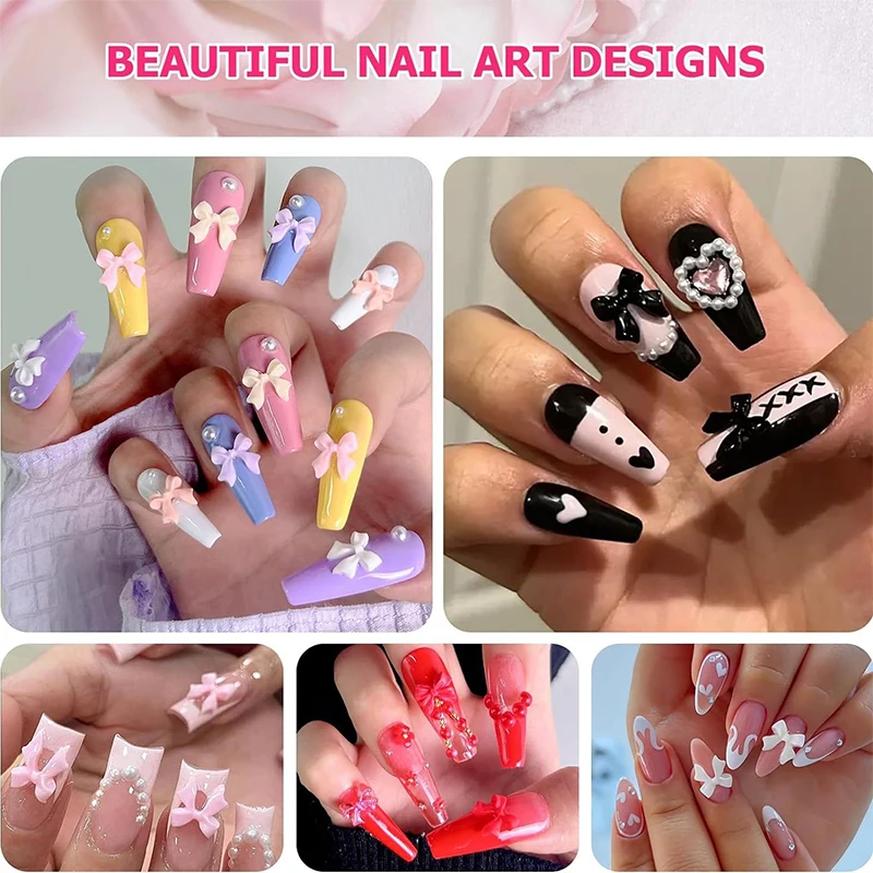 12 Grids/Box Kawaii Mixed Harz Bögen Nail art Charms Dekoration Bowknot Flachen Boden Strass Nägel Teile DIY Maniküre Werkzeuge – Detail 13