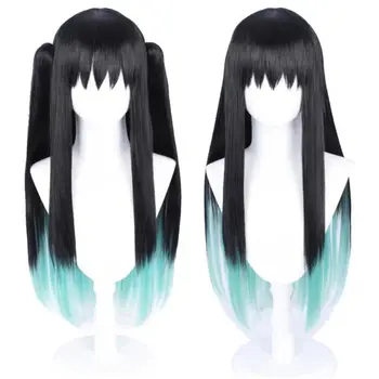 Tokitou Muichirou Wig Anime Demon Slayer Kimetsu No Yaiba Cosplay Black And Blue Gradient Long Straight Wig Men Women Heat Re 1