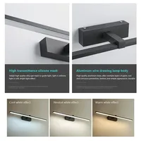 Led Mirror Lights Wall Lamps Bathroom Waterproof White Black LED Flat Lamp Modern Indoor Wall lamp Bathroom Lighting Make Up 4