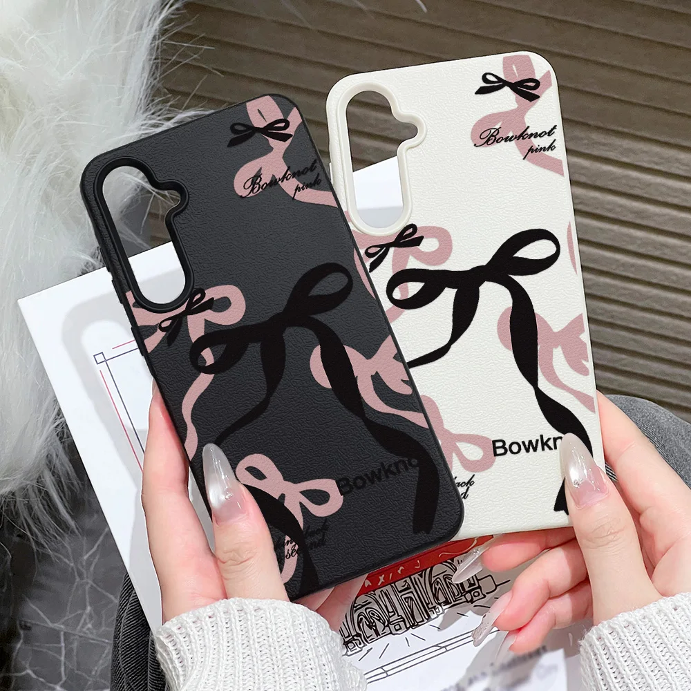 Black Pink Double Layered Bowknot Phone Case Cover