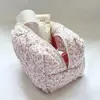 1PC Flower Printed Puffy Quilted Zipper Makeup Bag Storage Organizer Toiletry Handbag Cosmetic Pouch Large Travel Cosmetic Bag 1