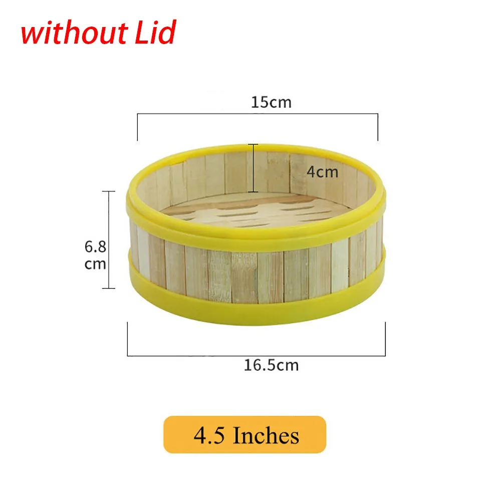 1Pcs Durable Handmade Bamboo Steamer With Lid 3.5-8 inch Steamer Basket Multi-function Kitchen Cookware Cook Sticky Rice 1