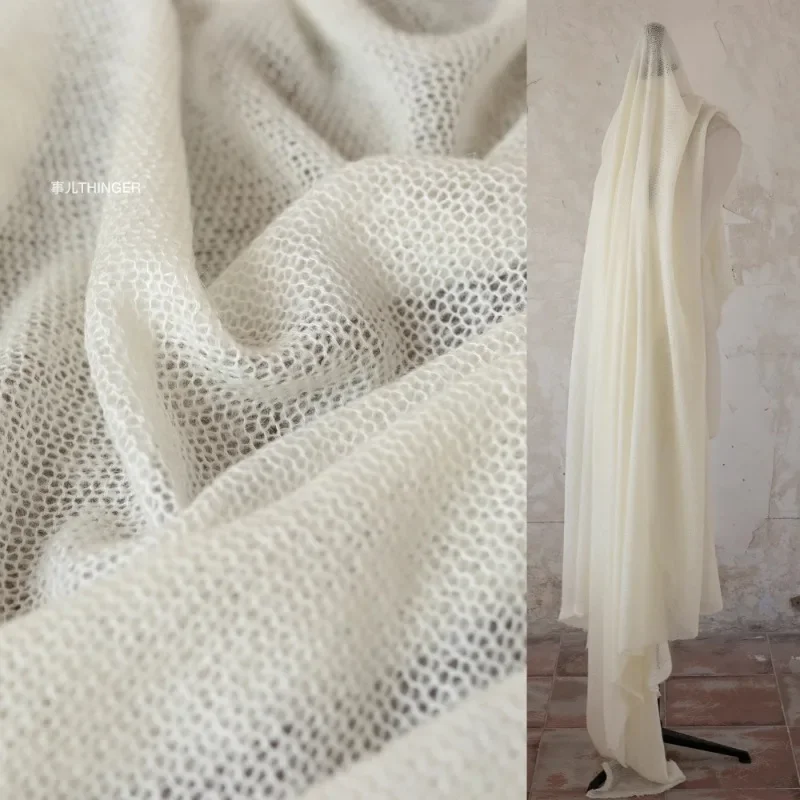 Wool Knitted Light, Soft and Thin Hollow Designer Fabric