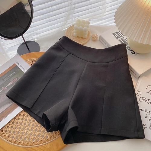 black shorts KUSAHIKI Causal High Waist Suit Wide Leg Shorts Fashion Solid Korean Style Short Femme Women 2022 Spring Summer New Bottoms workout shorts Shorts