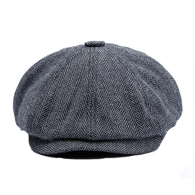 

Beret autumn and winter new British retro hat literary fashion octagonal hat herringbone twill mens cap berets caps for women