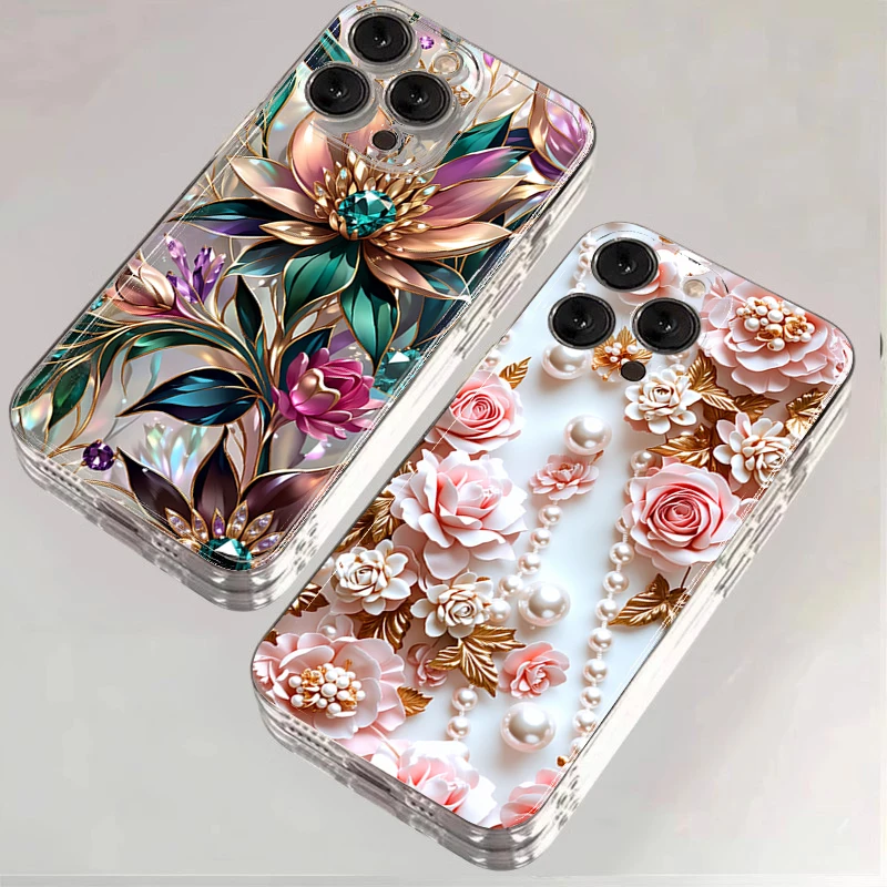 Pink Pearl Rose 3D Embossed Silicone Phone Case