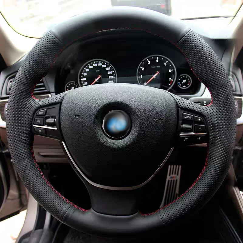 

Leather Car Steering Wheel Cover Fit For BMW F10 520i 528i 730Li 740Li 750Li Hand Sewing Custom Diy Auto Car Accessories