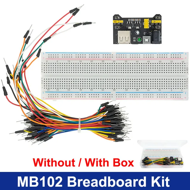 3.3V/5V MB102 Breadboard Power Nodule+MB-102 830 Points Solderless Prototype Bread Board Kit +65 Flexible Jumper Wires