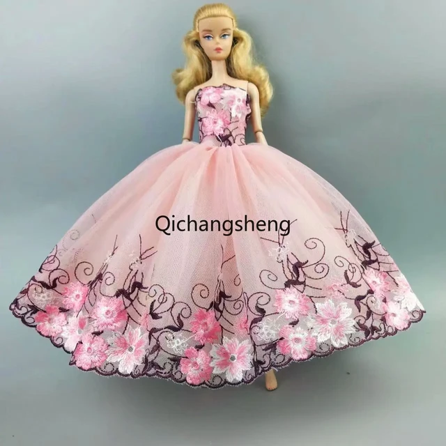 Pink Wedding Dress for 11.5inch Doll Princess Long Gown Doll Clothes 1/6  Toys