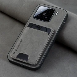 Luxury Business Leather Phone Case with Wallet and Card Slot Holder - Xiaomi 14 Pro (GRAY)