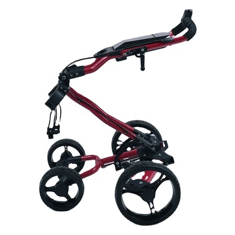 Nice Quality Manufacturer 4 Wheels Foldable Golf Trolley Aluminum Frame Golf Push Buggy