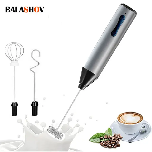 Montalatte elettrico portatile schiuma per caffè portatile Mini frullatore frullino per le uova in acciaio inossidabile miscelatore per bevande utensili per frusta da cucina 2