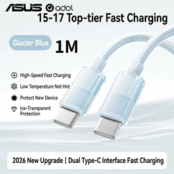 High - Speed Dual USB - C Charger Cable - 60W Fast Charging & Data Transfer - Orange (Blue - 1M)
