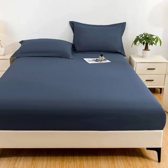 1PC imperméable à l'eau peau douce glaçage couleur unie bonnet de lit housse anti-poussière drap de couverture de matelas (fourreau d'oreiller et noyau d'oreiller non inclus) 5
