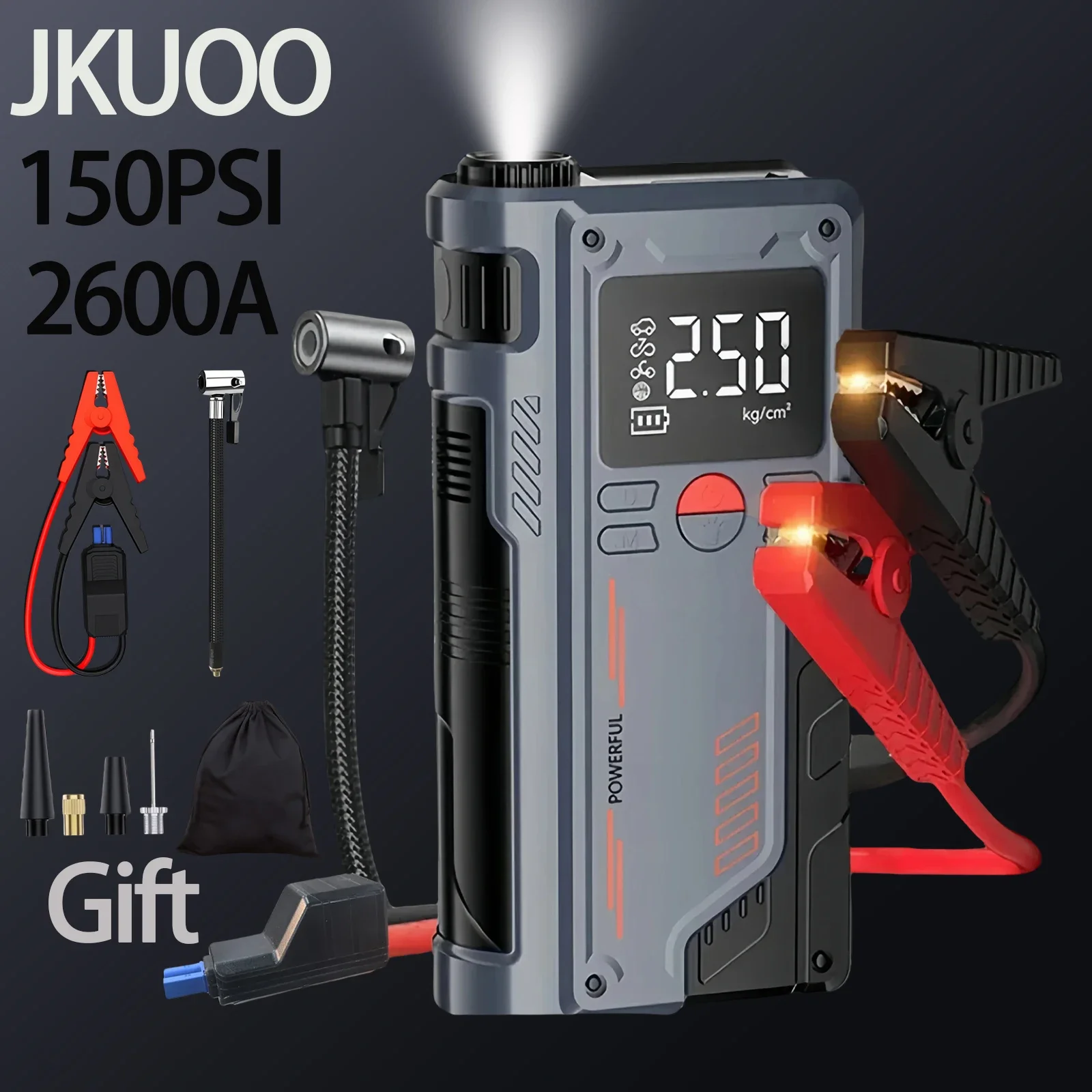 JKUOO Car Jump Starter with Air Compressor 1