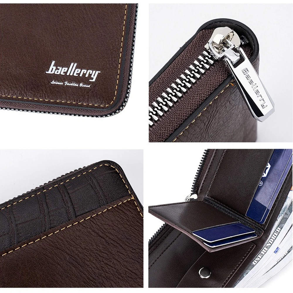 aellerry Men's Anti-Electromagnetic Wallet, Long Bifold RFID Protected 6 Slots PU Leather Slim Design