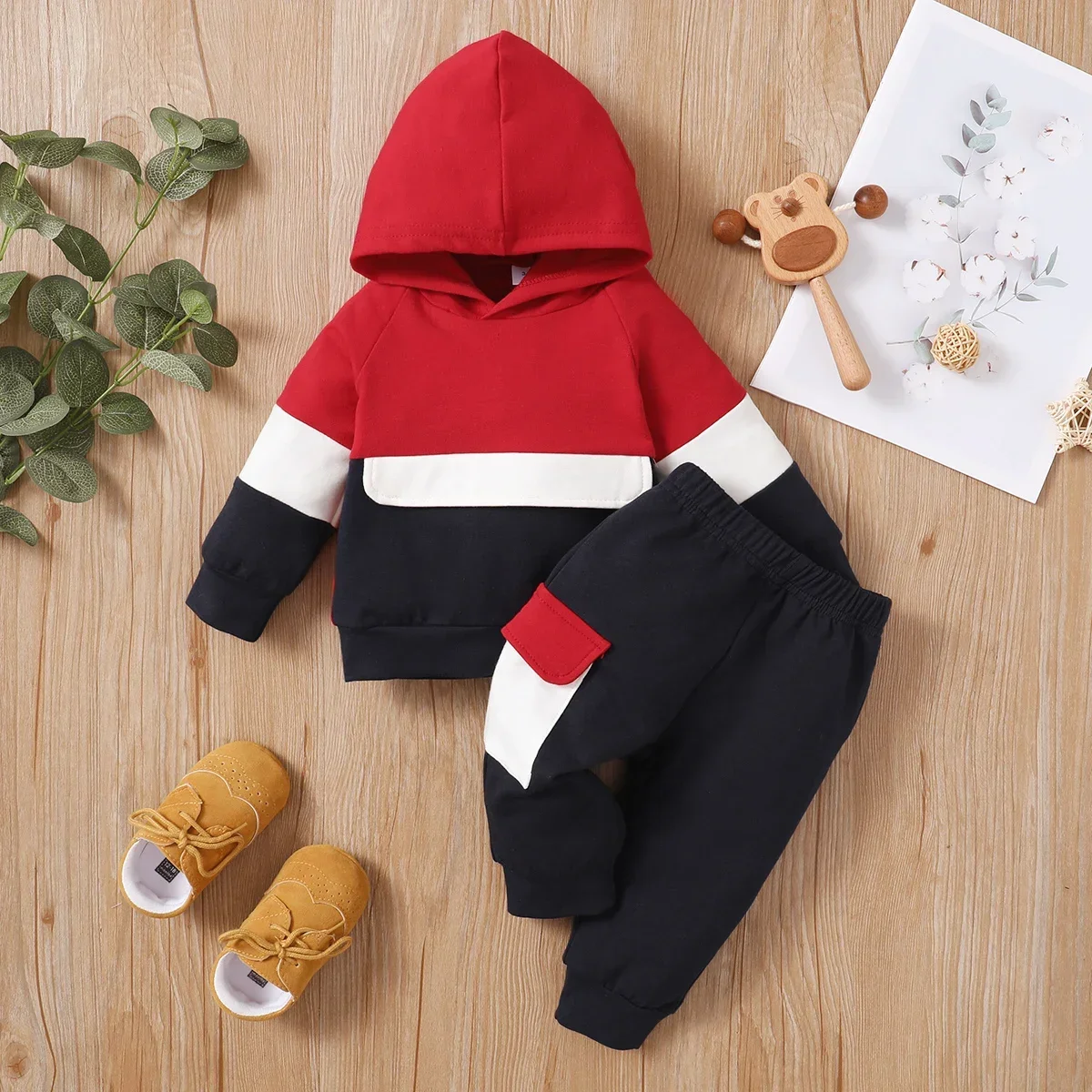 Baby Color Block Hoodie & Trousers Set 2