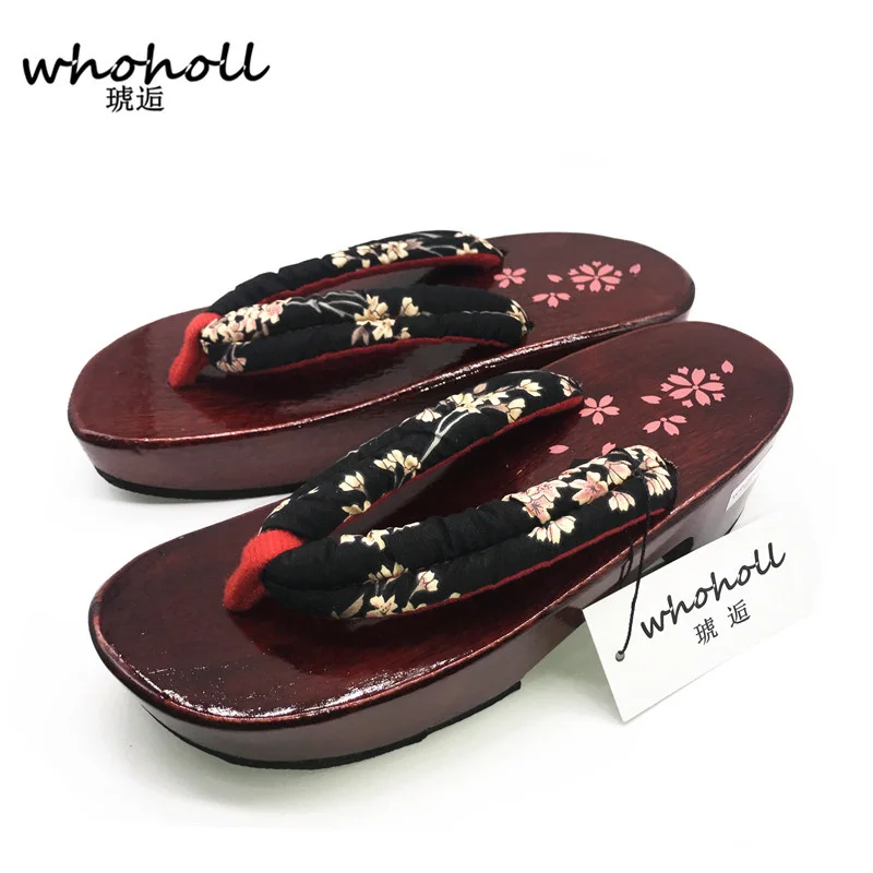 WHOHOLL Geta Cosplay Costume Summer Sandals Women EVA Antiskid Wedge Anime Coser Japanese Clogs Wooden Slipper Women Flip-flops