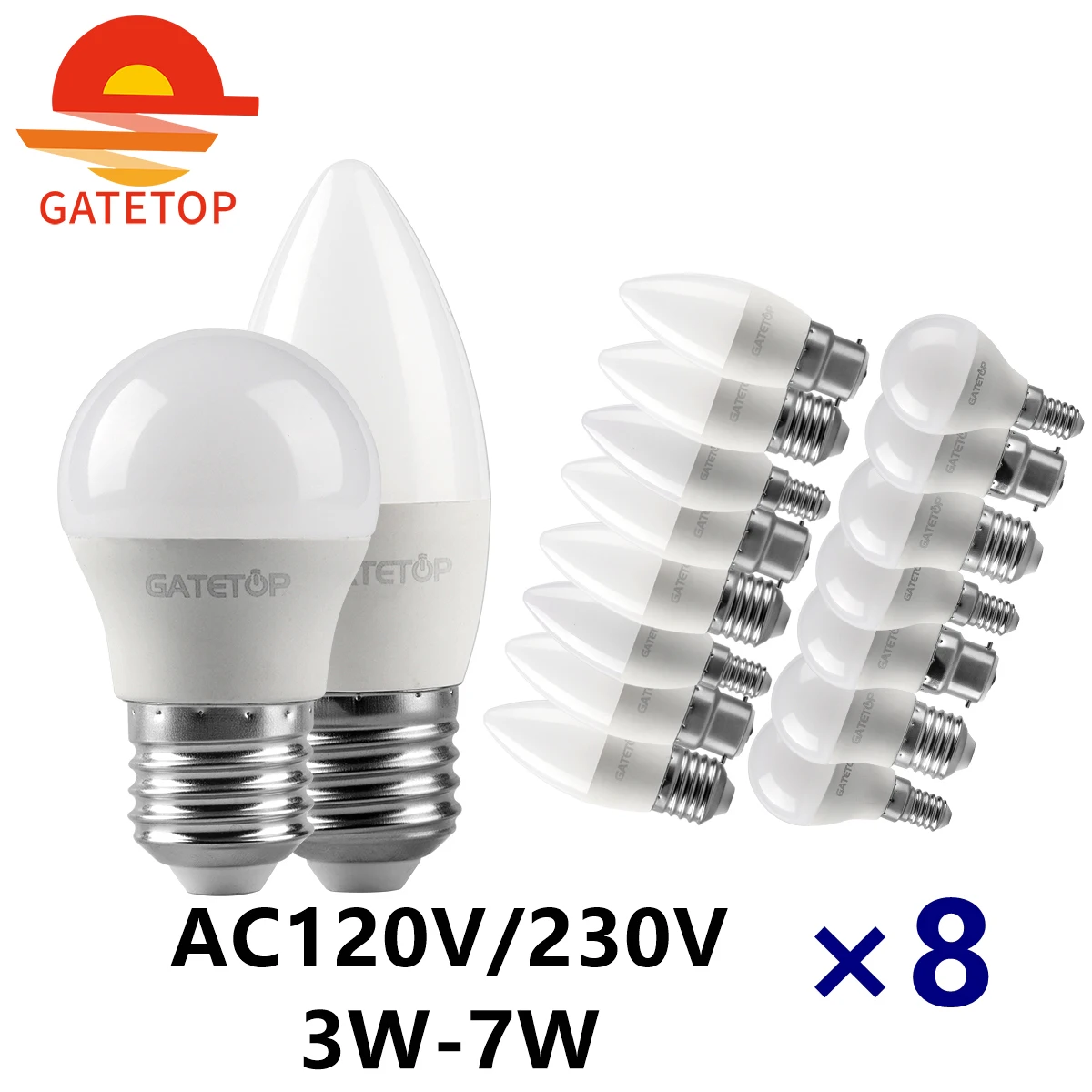 8PCS LED Golf Bulb Energy-efficient C37 G45 E14 E27 B22 3W 5W 6W 7W AC230V AC110V Led bulbs Lamp For Home Decoration