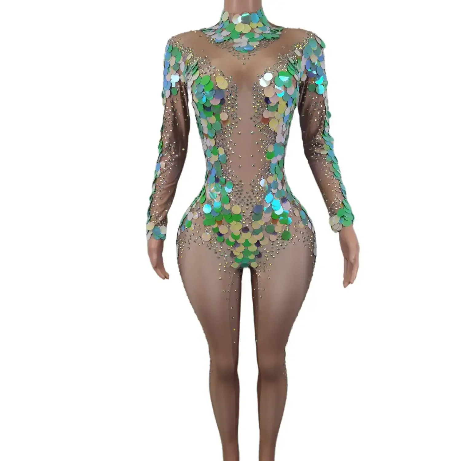 

Sparkly Rhinestone Sequins Mermaid Jumpsuit Women Sexy Stretch Nightclub Stage Performance Wear Prom Party Dresses Meirenyu