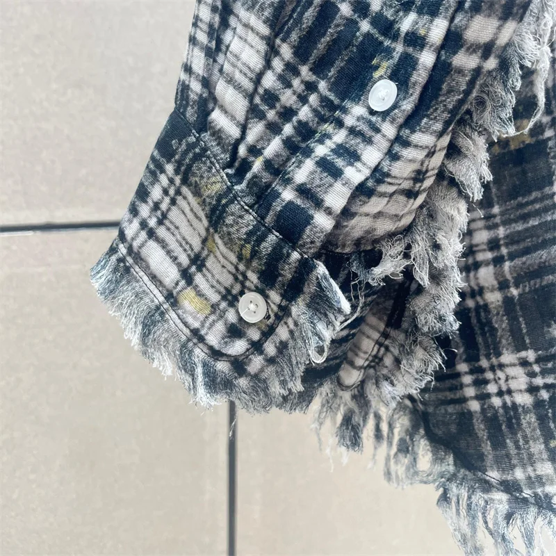 Women's shirt New retro pure cotton collar long sleeved top for autumn 2025 washed tassel Women's blouse y2k loose fit Thin coat - Image 6