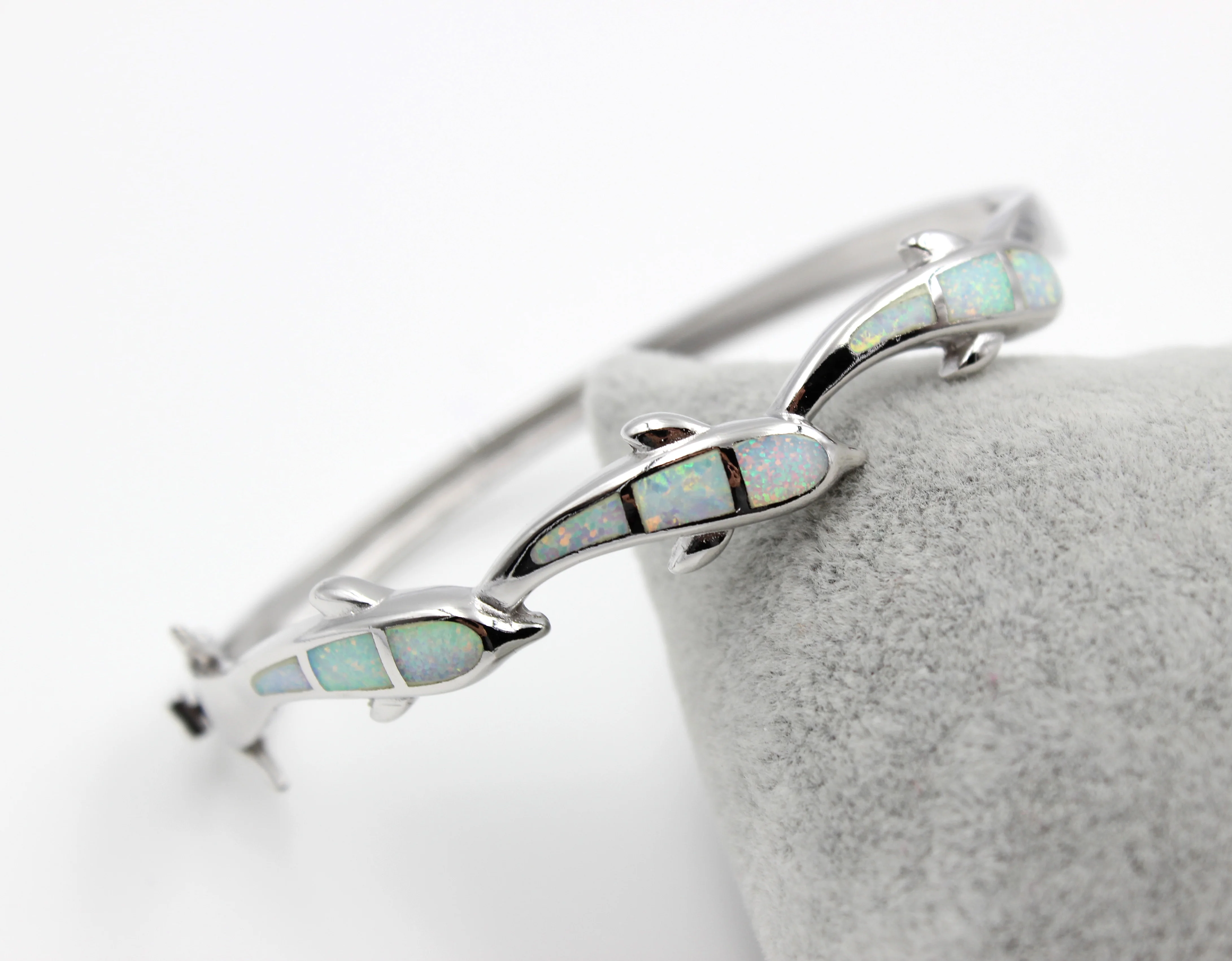 Charming Blue Opal Bangle Bracelet for Women 5