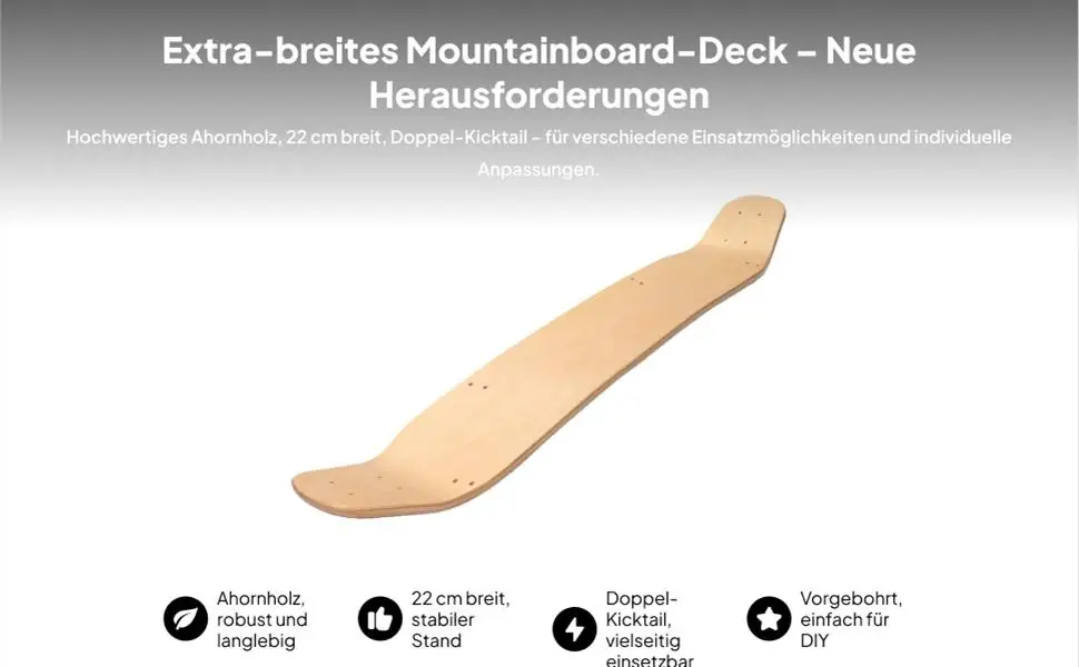 Skateboard Deck Pre Holes Sturdy Construction Wood Decorate It Double 36.22'' x 8.66'' Kiteboard Deck Longboard Deck