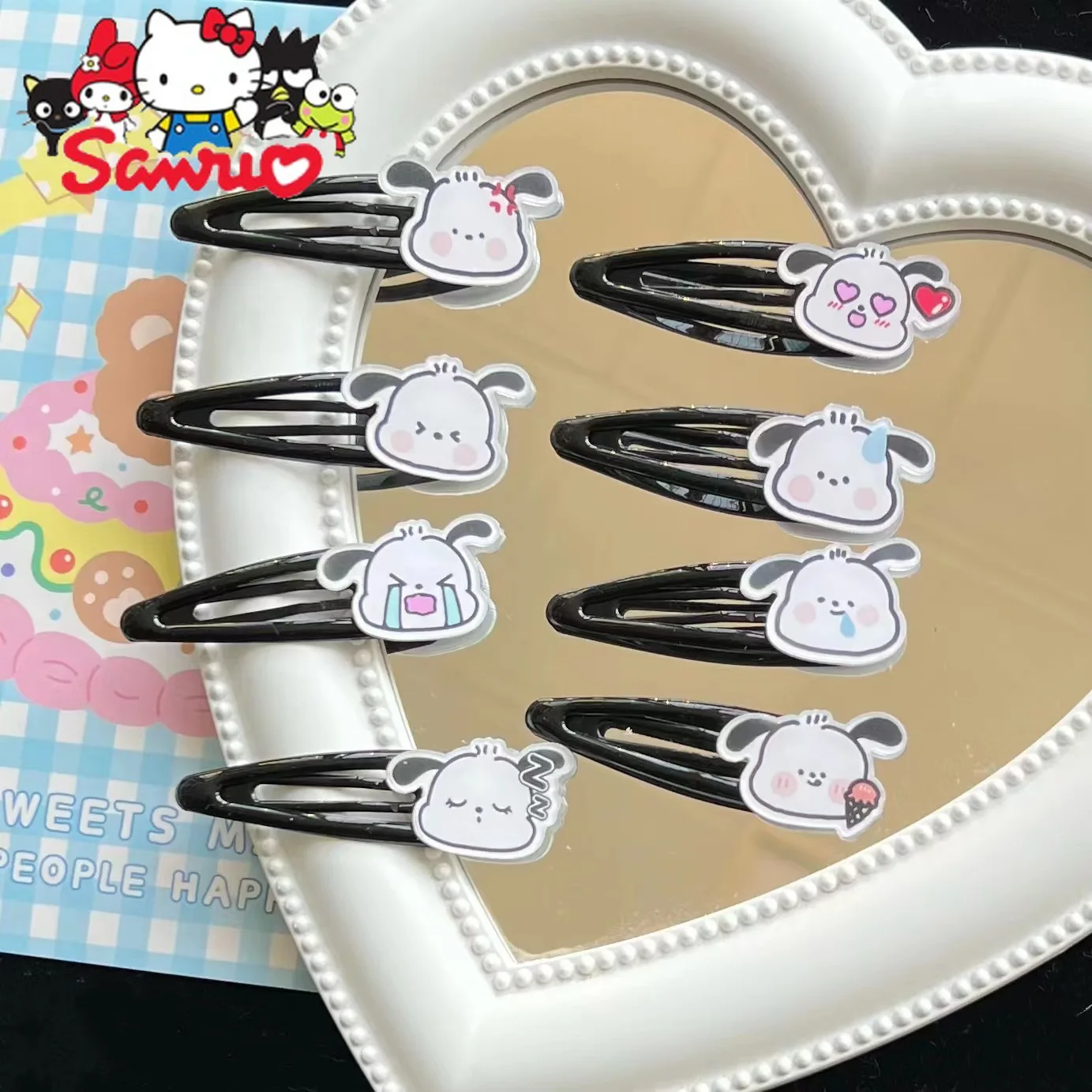 

Sanrio Kuromi Hello Kitty Melody Cinnamoroll Pochacco Cute Pachacco Dog BB Clip Hairpin Japanese Student Bangs Side Headdress