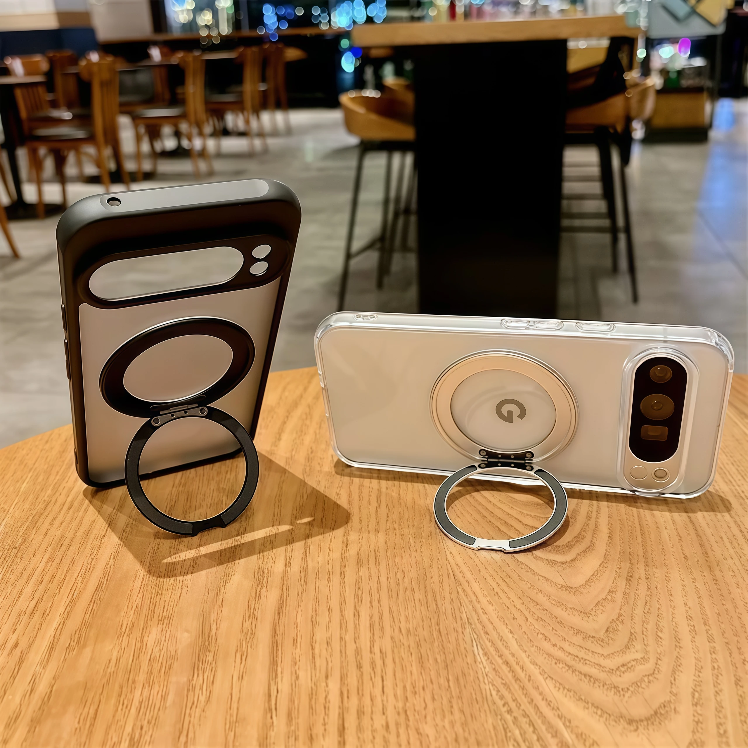 Enhanced Shockproof Matte Clear Case with 360° Rotating Stand and Magsafe Compatibility