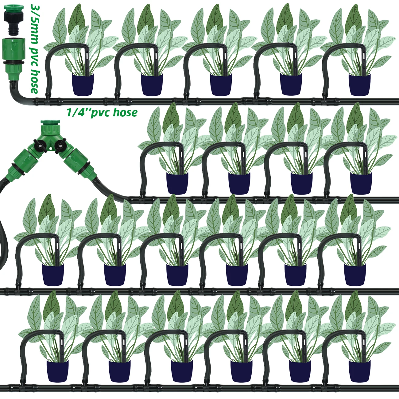 KESLA 1/4'' bis 1/8'' Tropfbewässerung Gartenbewässerungssystem Kits Ellenbogenbogen Pfeile Emitter 4/7 bis 3/5 mm für Bonsai-Gewächshaus – Detail 6