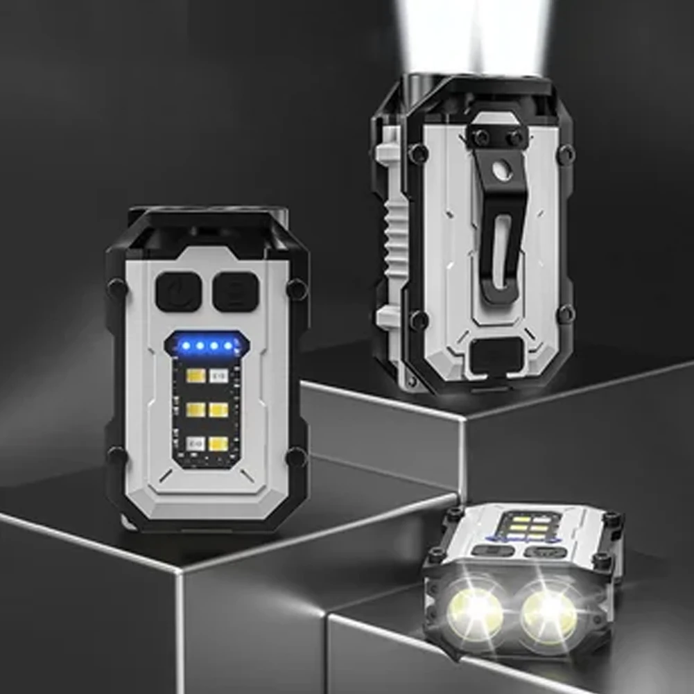 Mini Clip Keychain Flashlight Rechargeable LED Magnetic Keychain Portable Flash Light Small COB Repair Emergency Work Light