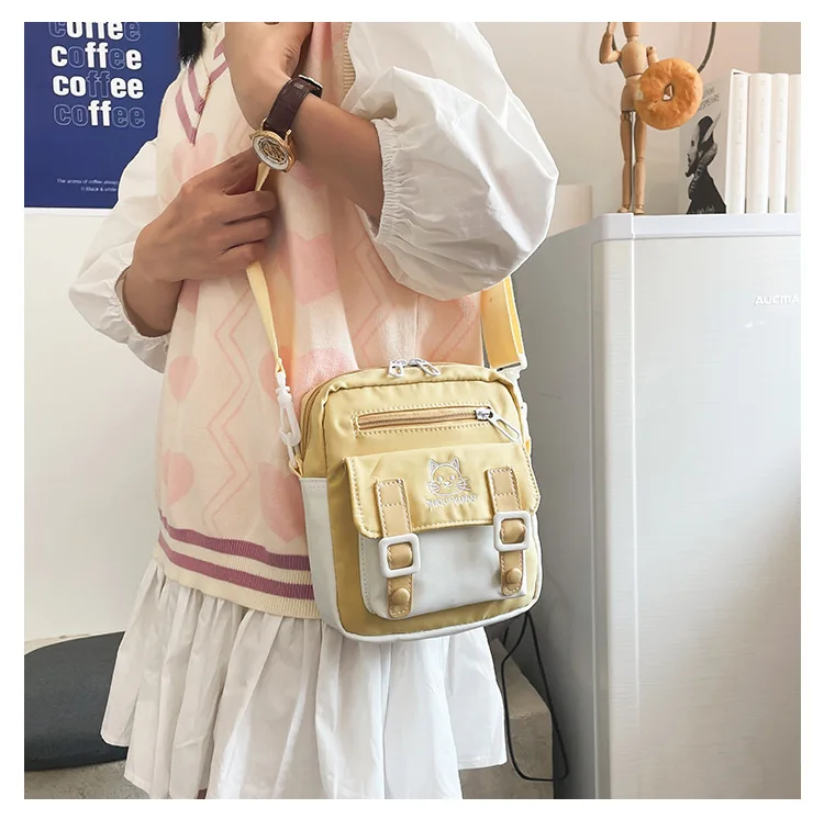 Japanese women small mobile phone bag cute cartoon cat girl student messenger bag funny personality shoulder bag