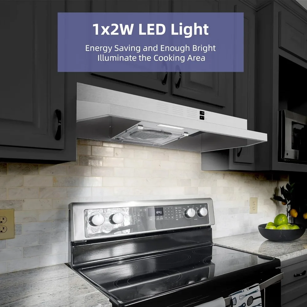 30 inch Range Hood Under Cabinet, Ducted/Ductless Convertible Stainless Steel Kitchen Range Hood 5
