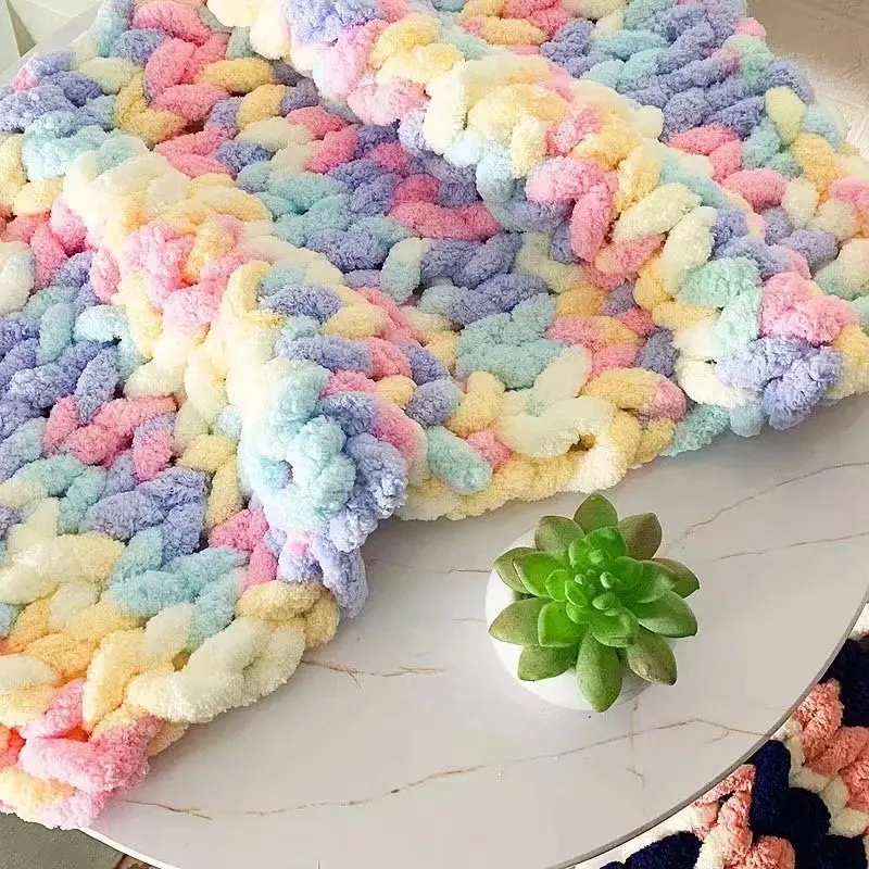  18m Chunky Chenille Yarn, Coarse Yarn Thick Blanket Yarn, DIY  Arm Knit Yarn, Arm Knitting Yarn Blanket, Super Soft Chunky Throw Sofa  Blanket