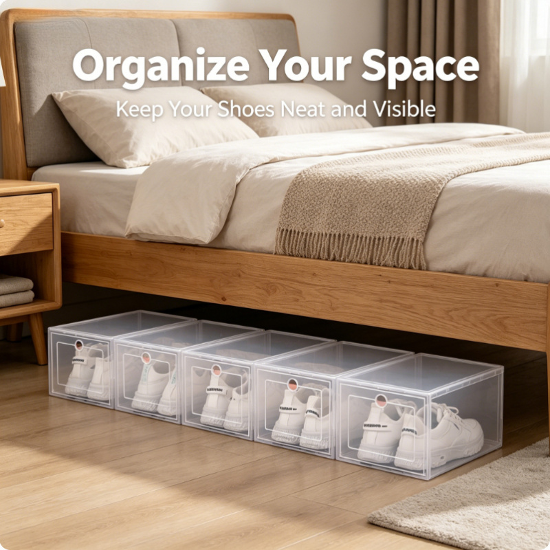 6Pcs High Transparent Shoe Storage Box Antioxidant Dustproof Organizer for Sneakers Slippers Home Shoe Cabinet Daily Use