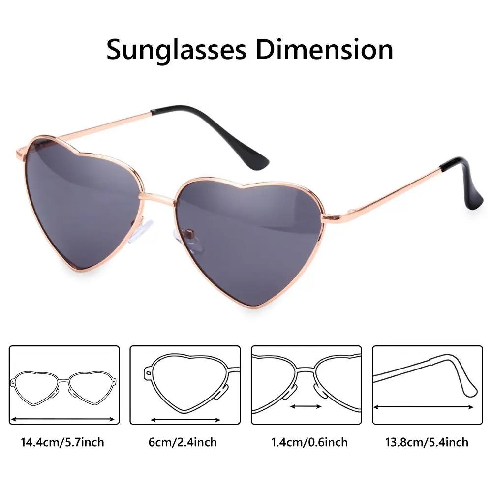 Fancy Dress Ocean Lenses UV 400 Gradient Metal Frame Sun Glasses Heart Shaped Sunglasses