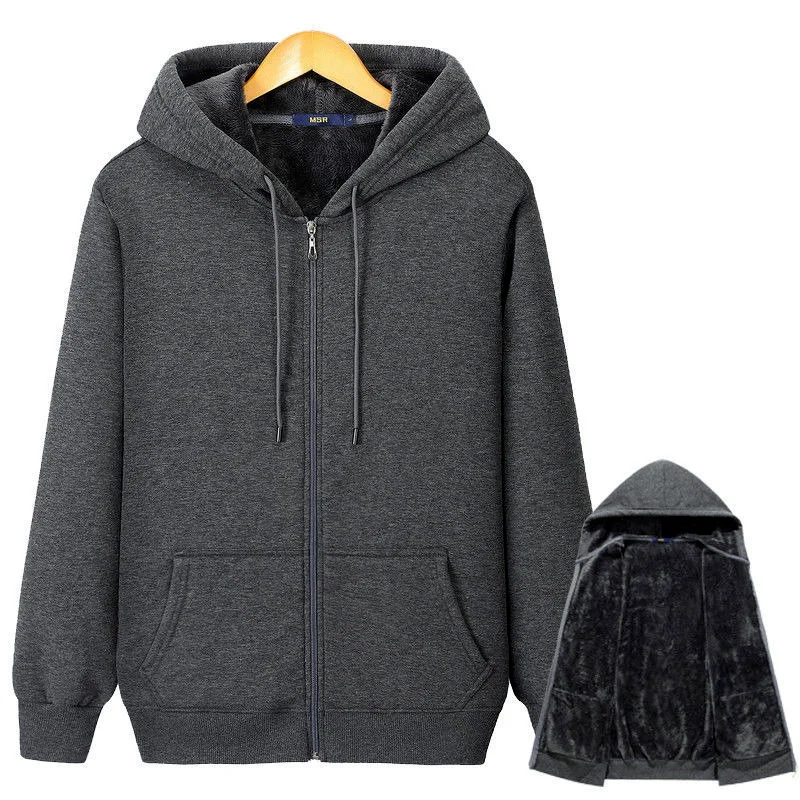 New-Men-s-Sweater-Autumn-And-Winter-Fleece-Thickened-Hooded-Solid-Color ...