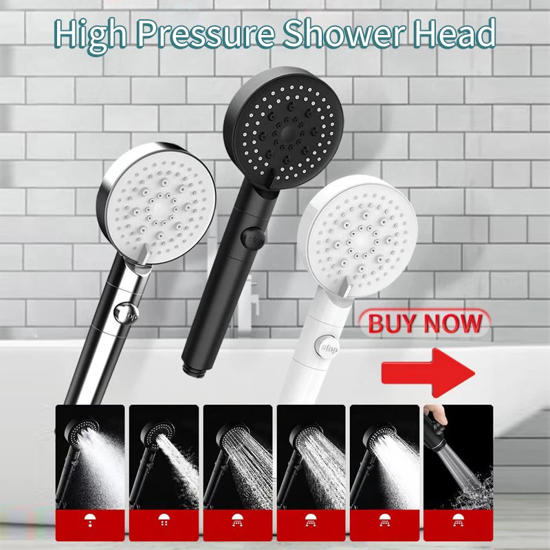 

Shower Head Water Saving Adjustable High Pressure Water Saving Shower One-key Stop Water Shower Head Bathroom Accessories