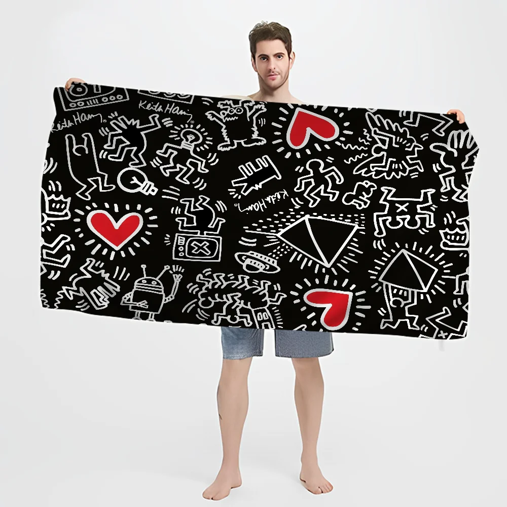 Keiths Haring Beach Towel For Kids Personalized Bath Towel Pool Towel Vacation Gift Picnic Towel Party Gift 4