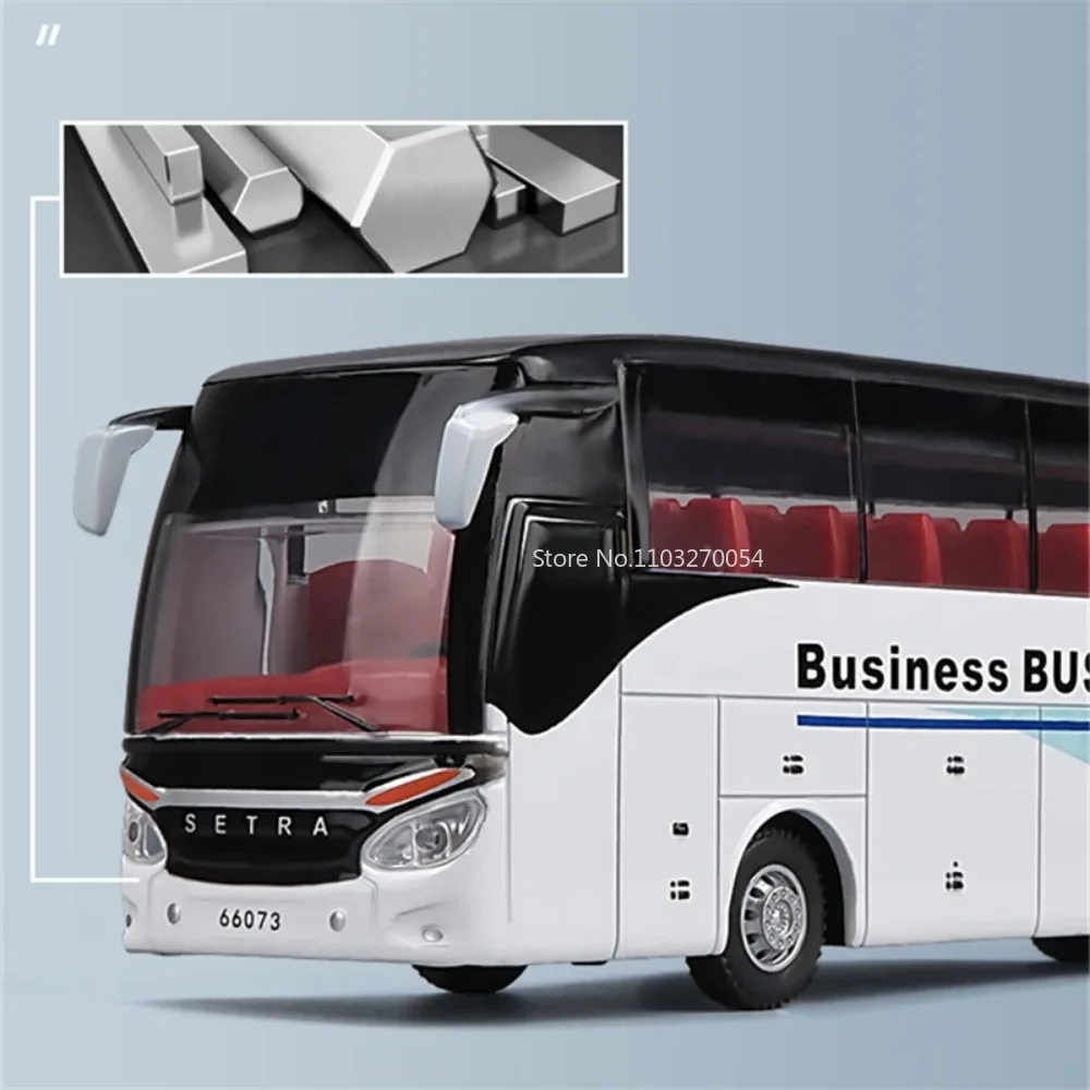 1/32 Alloy Single-layer Bus Car Model Toys Diecast Simulation Metal Business Bus Vehicle Sound Light Pull Back Children Gift Toy 3