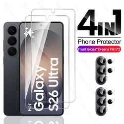 Premium Protective Case with 9H Tempered Glass Screen & Camera Protector Cover Film - Samsung S26 Plus (4In1 2Front 2Lens)