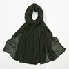 Nouveauté froissé rayonne Hijab femmes musulman écharpe châles solide Foulard enveloppes grande taille plaine islamique Turban bandeaux Foulard