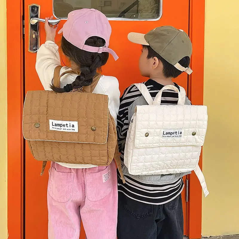 Korea Style Kids Backpack for Boys Girls Fashionable Letter Carrying Backpack Kids School Bags Autumn Winter Kid Bag 3
