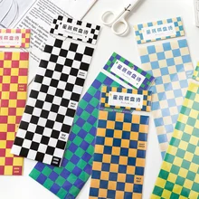 

4pcs Ins Color Checkerboard Alphanumeric Cute Stickers Hand Account Collage Stationery Decorative Sticker Creative Diy Labels