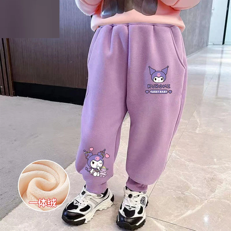 

Kawaii Sanrio Thin Children Pants Anime Kuromi Cinnamoroll My Melody Girls Casual Thermal Sweatpants Kids Boys Birthday Gift
