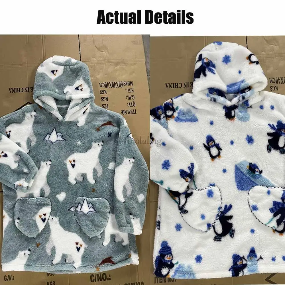 Oversized Sweatshirts Wearable Blankets Family Matching Clothes Animal Cartoon Cosplay Costume