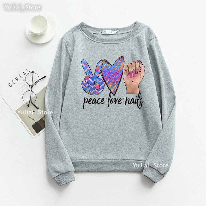 

Watercolor Peach Love Nails Graphic Print Sweatshirt Women Clothes 2022 Funny Fashion Makeup Cap Hoodies Femme Harajuku Jumper